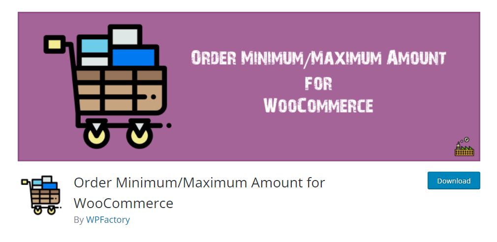 Screenshot van de WordPress / WooCommerce plugin plugin Order Minimum/Maximum Amount for WooCommerce.
