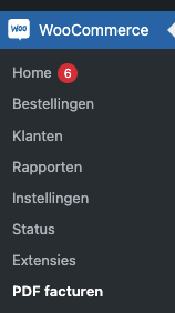 PDF facturen verschijnt in menu WooCommerce
