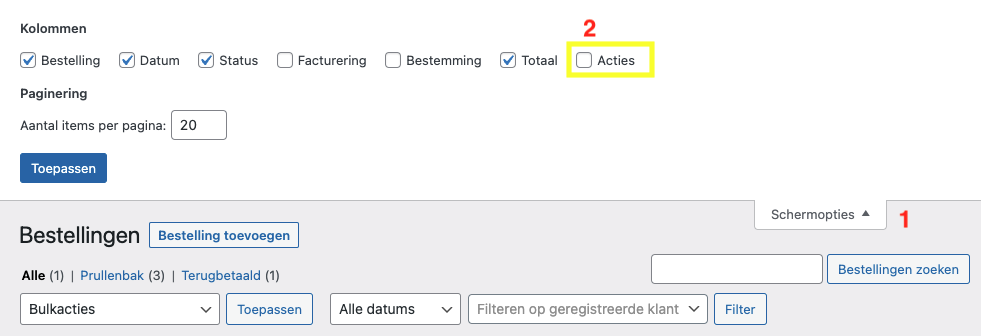 Voorbeeld waar vinkje nodig is om Clone knop toe te voegen